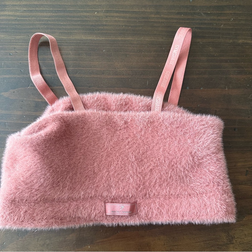 NWOT Gymshark / Whitney Simmons Fuzzy Pink Crop Top
